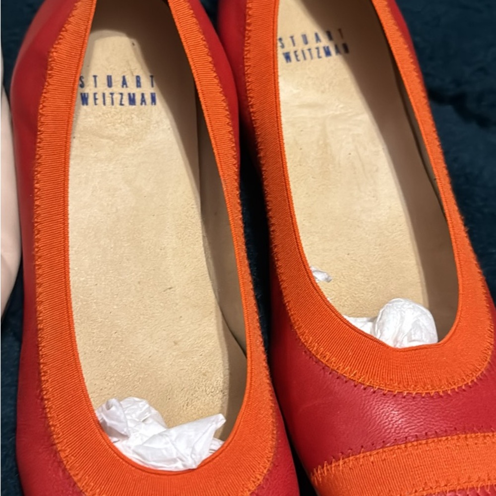 Stuart Weitzman Red and Orange Heels Elegant Design